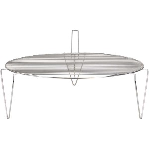 Grille pour braséro en acier inoxydable, Ø 60 cm, avec trois pieds et poignée.