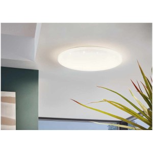 Plafoniera LED bianca Eglo Pogliola-S, 36W, forma rotonda, effetto cielo stellato per interni.