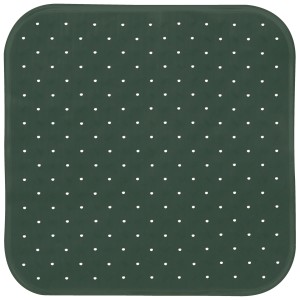 Tappetino doccia MSV verde scuro, 54x54 cm, in gomma antiscivolo con motivo a pois per bagno e doccia.