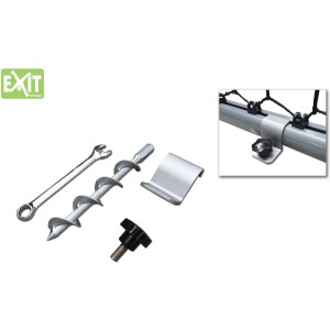 Set di ancoraggi a terra EXIT Scala (2 pezzi) per porte da calcio su erba naturale, inclusi chiave inglese e materiale di montaggio.