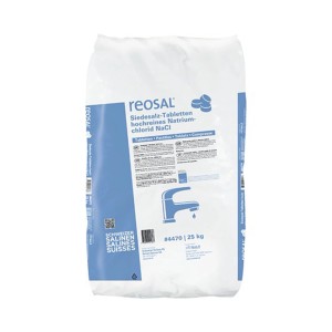 Sacco da 25kg di sale rigenerante Reosal, pastiglie di sale per addolcitore.