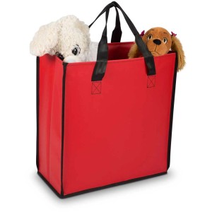 Borsa multiuso rossa Müllex Heavy Bag (50 l) con peluche, ideale come cesto per la spesa.