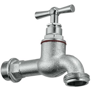 Robinet de puisage Mateu®, laiton chromé lourd, 1/2" x 3/4", pour jardin et cave.