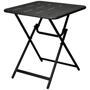Tavolino bistrot quadrato nero in acciaio, pieghevole per balcone e terrazza.