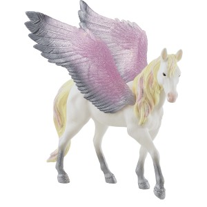 Schleich Pegasus Bayala Spielfigur mit rosa-silbernen Flügeln, detailreich und hochwertig.