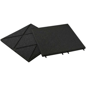 Piastre antitrauma Unisoft nere 50x50 cm per parchi giochi e vialetti sicuri.