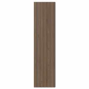 Akustikpaneel Walnuss, MDF mit schwarzem Filz, 60x300cm, zur Wand- und Deckenverkleidung.