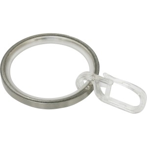 Anello per tenda Gardinia Windsor, effetto acciaio inox con gancio per pieghe, per aste da 25 mm.