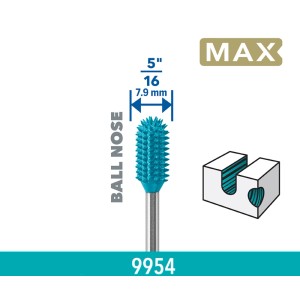 Fraise râpe Dremel Max 9954, cylindrique, Ø 7,9 mm, tête sphérique, pour sculpture précise.