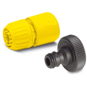 Set di collegamento Kärcher Basic, giallo e nero, per pompe e impianti idrici domestici.