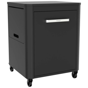 Schwarzer Cozze Premium-Tisch für Outdoorküchen mit Rollen und Ablagefläche, 83x64x60 cm.