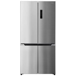 Frigorifero combinato Trisa Food Center in acciaio inox con quattro porte.