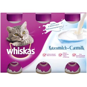 Whiskas Katzenmilch, 3er Pack. Laktosereduziertes Ergänzungsfutter für Katzen ab 6 Wochen.