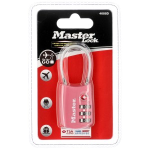 Master Lock TSA Zahlen-Vorhängeschloss, Stahlkabel, 3-stellig, 30 mm, assortierte Farbe.