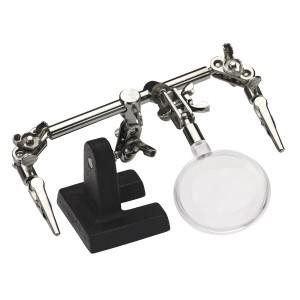 Support de soudure LUX avec loupe : support avec pinces et loupe pour une soudure précise.