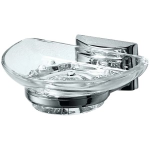 Diaqua Chic 96 porte-savon en verre : Porte-savon mural en verre et chrome pour salle de bain.