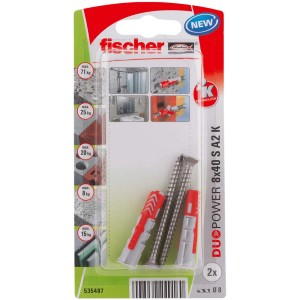 Fischer Tassello universale DuoPower 8x40, confezione da 2. Tassello universale per una presa sicura in diversi materiali.
