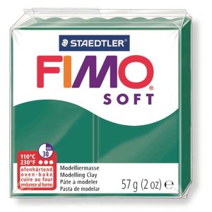 Fimo Soft Pâte à modeler Émeraude, paquet de 57g, idéal pour le modelage créatif.