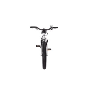 Bicicletta per bambini Urban argento, 20 pollici, vista frontale con manubrio, pneumatici e pedali.