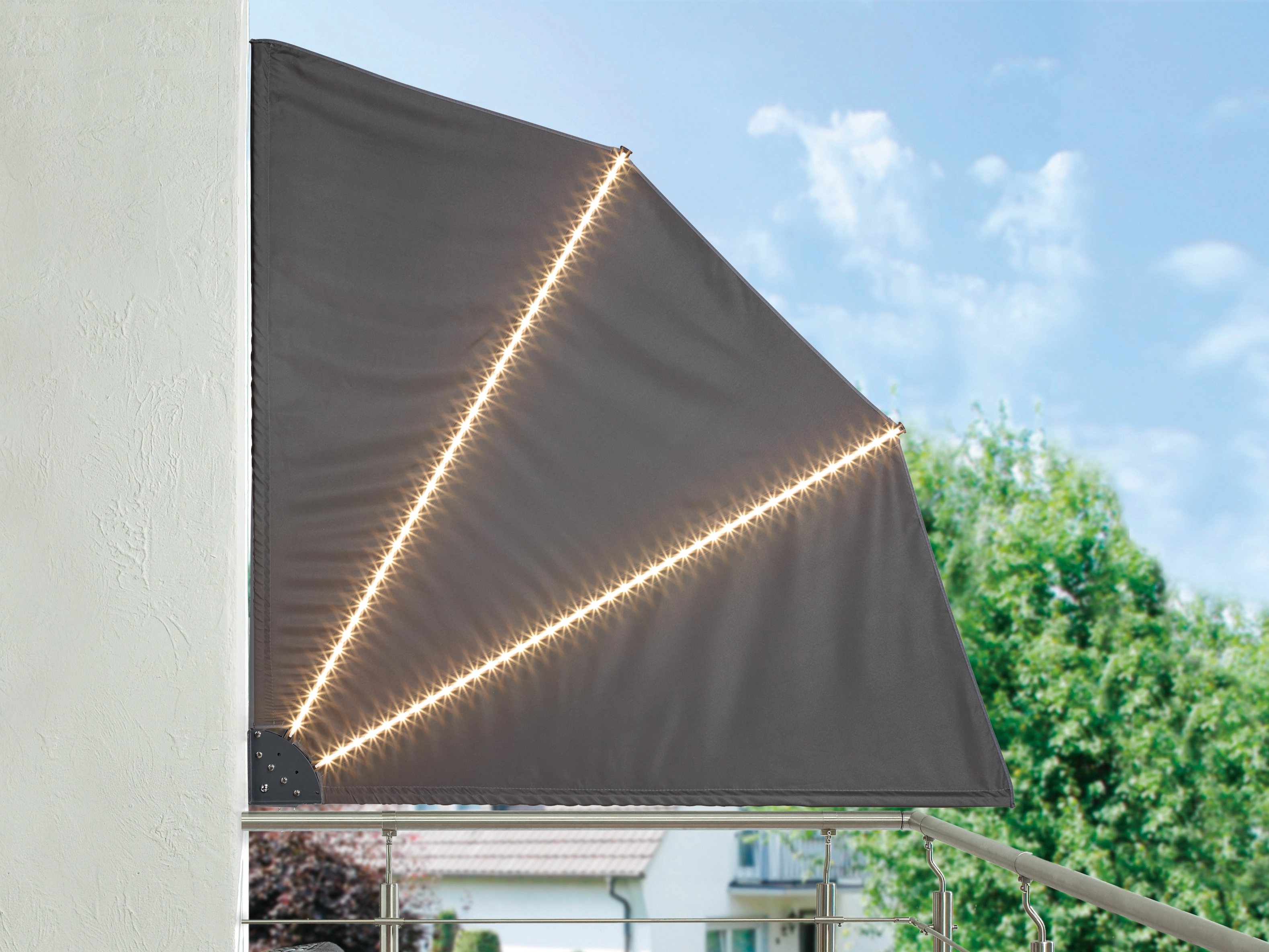 Frangivista da balcone a LED Bayville Antracite 140 x 140 cm