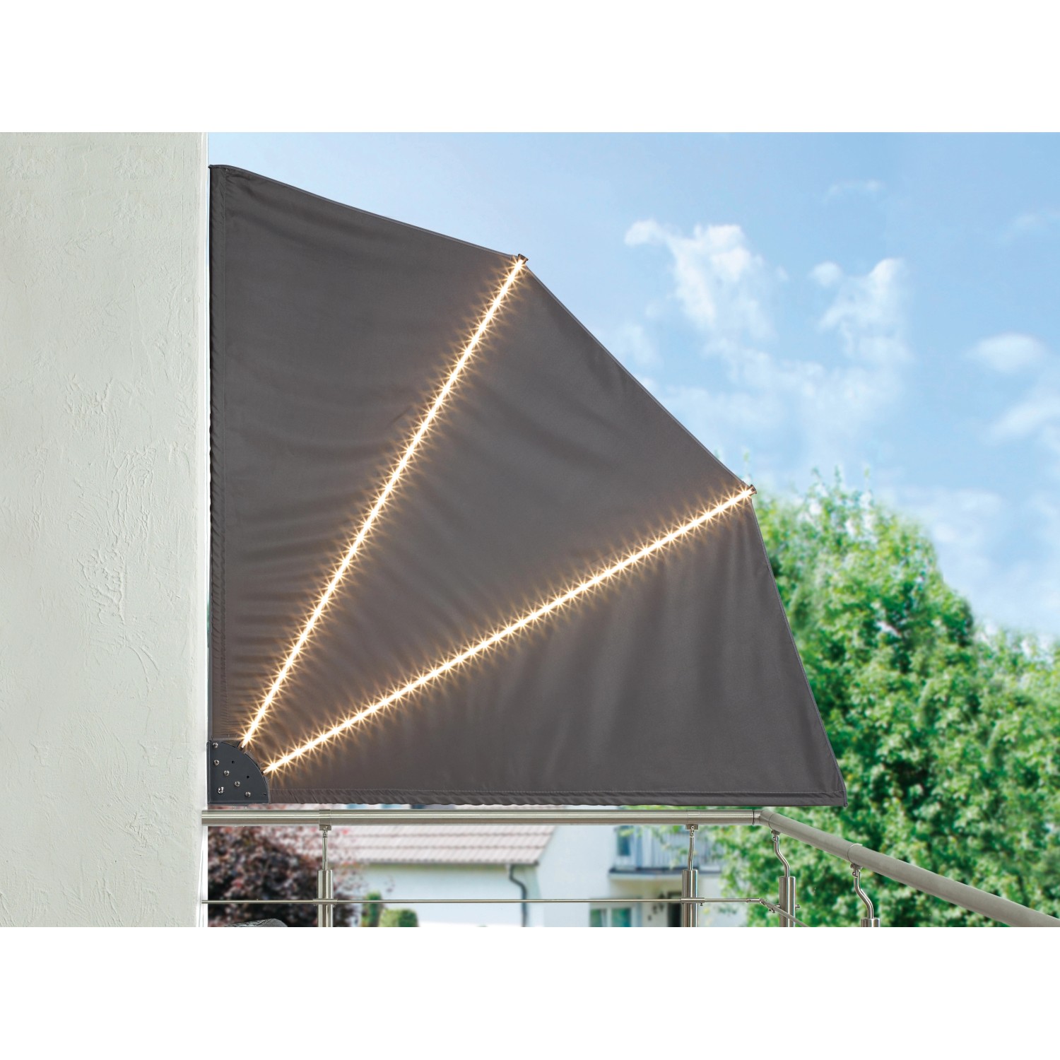 KDR Balkonfächer 120x120cm Anthrazit - Wind- & Sichtschutz Für Terrasse & Balkon