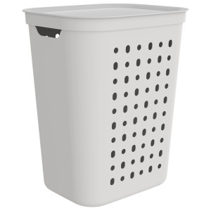 Cesto portabiancheria bianco Rotho Jona 55 l con coperchio e manici. Pratico contenitore per bagno o lavanderia.