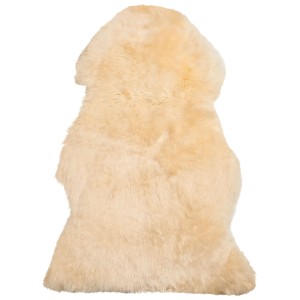Beiger, langhaariger Schaffell-Teppich Uluru (100-110 cm) für gemütliche Wohnatmosphäre.