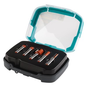 Wolfcraft Nutfräser Set, 5-teilig, in Kunststoffbox. Fräsbohrer für präzise Nutprofile.