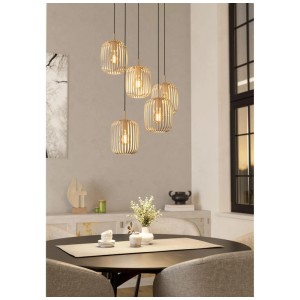Lampada a sospensione color sabbia Eglo Romazzina, 5 luci, acciaio, Ø 50 cm. Lampada a sospensione regolabile in altezza per zone giorno.