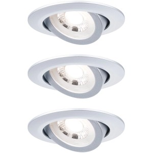 Set di 3 faretti da incasso a LED Paulmann, cromo opaco, orientabili. Moderne luci da soffitto per interni.