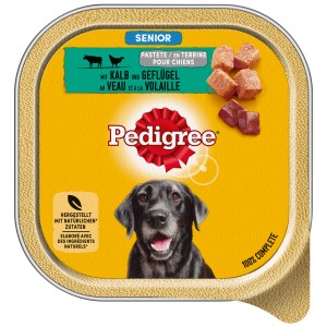 Pedigree Senior Nassfutter mit Kalb & Geflügel, 300g Schale für ältere Hunde.