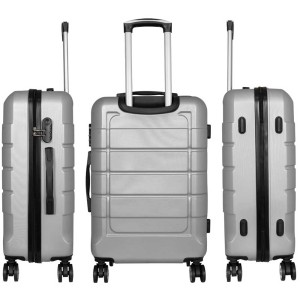 3-tlg. Rollkoffer-Set Como in Silber aus ABS-Material mit Zahlenschloss und Teleskopgriff.