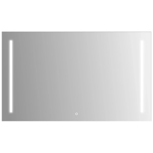 Specchio luminoso a LED rettangolare Sirius IV con interruttore a sfioramento e aperture laterali.