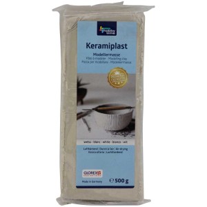Paquet de pâte à modeler Keramiplast, 500g, blanc, séchage à l'air.