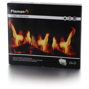 Flaman Cubes Premium accendifuoco, 24 pezzi, a base di paraffina, nella confezione.