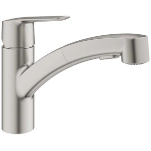 Miscelatore cucina Grohe Start Supersteel con doccetta estraibile.