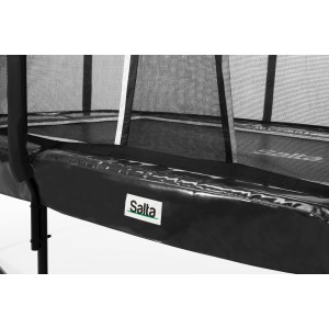 Dettaglio: Trampolino da giardino Salta First Class nero con rete di sicurezza.