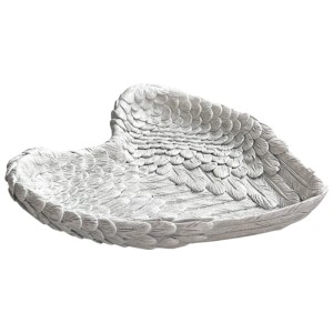 Grabschale Herz Engelsflügel Polyresin Grau 15 x 14 x 3 cm