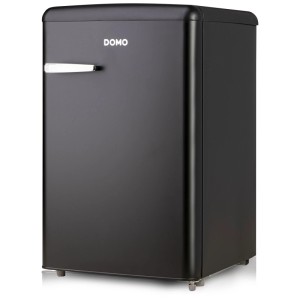 Schwarzer Domo Kühlschrank DO91770R im Retro-Design mit 120 l Nutzinhalt.