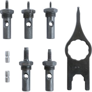 Accessori per pinza per inserti LUX 2-Hand Comfort: supporti per M3, M4, M5, M6 e utensile di montaggio.
