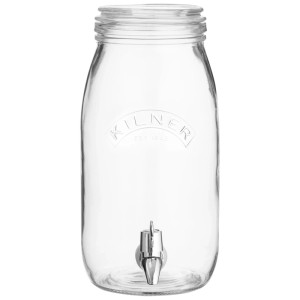 Dispenser per bevande Kilner in vetro da 3 l con rubinetto per feste ed eventi.