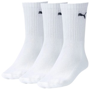 Calze Puma confezione da 3, calzini sportivi bianchi in cotone da uomo e da donna con logo.