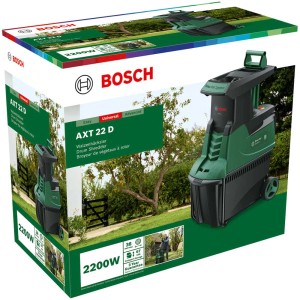Emballage du broyeur électrique Bosch AXT 22 D. Broyeur à tambour avec puissance de 2200W.