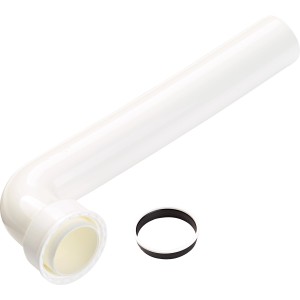 Raccord WC coudé à 90° blanc en plastique avec joint pour le raccordement des WC et des tuyaux d'évacuation.