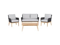 Beliani Lounge-Set Merano 4-Sitzer mit Tisch Akazienholz Grau