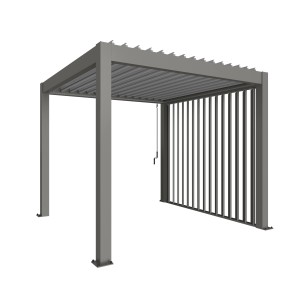 Pannello laterale a lamelle Biohort in grigio quarzo metallizzato per pergola, protezione da vento e intemperie.