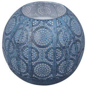 Lanterne solaire bleue Schönenberger Arneb à motifs, Ø 15cm, pour jardin et balcon.