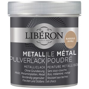 Libéron vernice metallizzata in polvere oro pallido 0,5l per effetti metallici moderni su mobili e superfici.