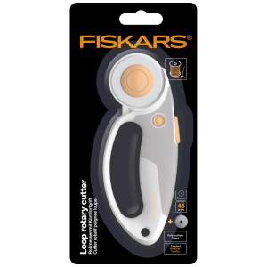 Fiskars Taglierina rotativa Titanium, Ø 45 mm, per tagliare tessuto e feltro. Impugnatura comfort per destri e mancini.