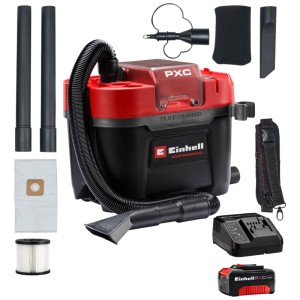 Einhell TP-VC 18/10 Li BL L aspirateur eau et poussière sans fil avec accessoires, batterie et chargeur.